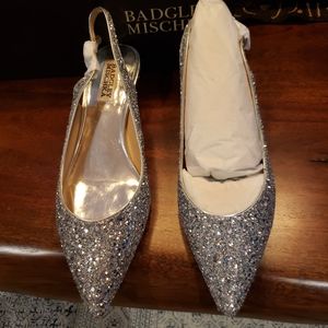 Badgley Mischka Silver Kitten Heels